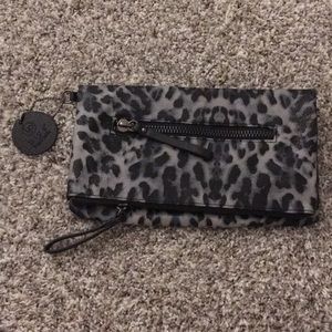 Grey animal print clutch